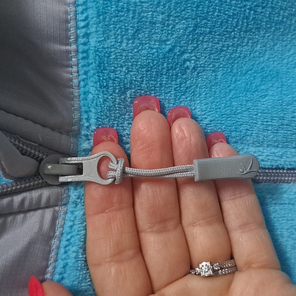 DANSKIN Blue/Gray Fleece Zip-Up W/Pockets Jacket. Size Large NWOT - Picture 4 of 9